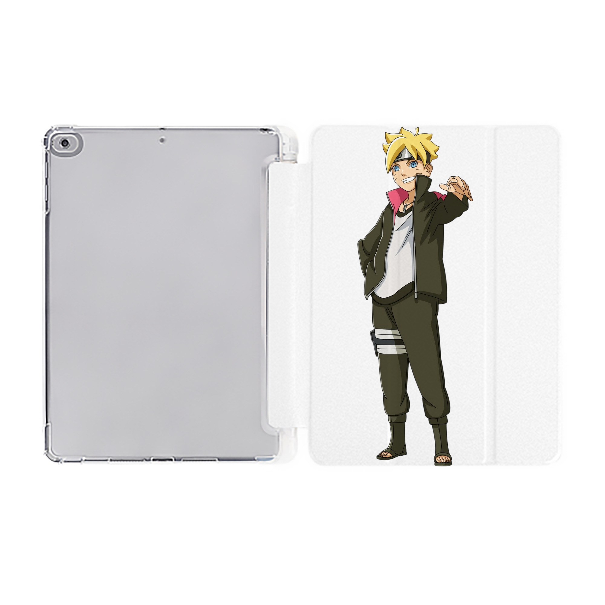 （画像用） NARUTO -ナルト- うずまき ボルト Uzumaki Boruto IPad ケース ペン収納付き 三つ折りスタンド PUレザー×シリコン 対応機種9.5/10.5/10.9インチ